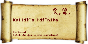 Kallós Mónika névjegykártya